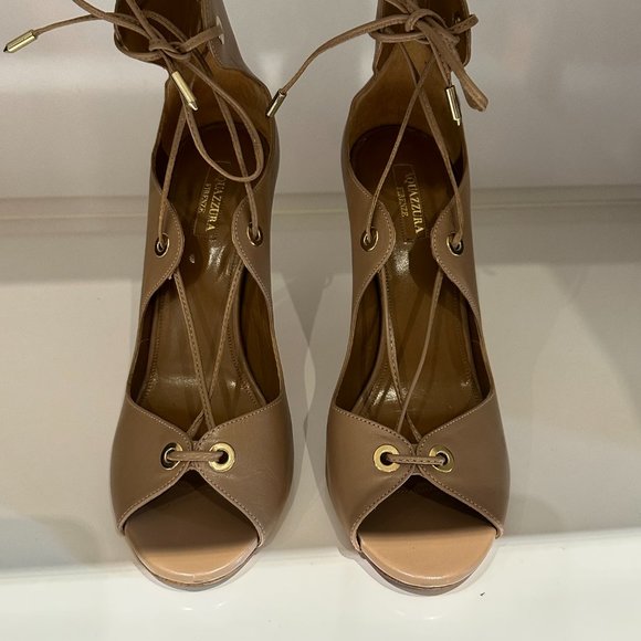 Aquazzura Leather ankle strap in beige leather - Picture 1 of 5